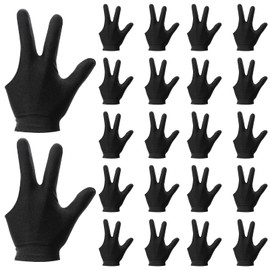 ONLYFU 44PCS Billiard Gloves Three Finger Cue Shooter Pool Gloves Sport Gloves for Women & Men Both Left and Right Hand (Black)