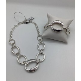 Chico's Stunning Silver Necklace  & Bracelet Set NEW
