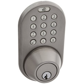 MiLocks XFK-02SN Digital Deadbolt Door Lock and Passage Knob Combo with Keyless Entry via Remote Control and Keypad Code for Exterior Doors, Satin Nickel
