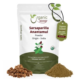 Organic Way Sarsaparilla/Anantamul Root (Hemidesmus indicus) Powder - Herbal Tea | USDA & Kosher Certified | Vegan, Non GMO & Gluten Free | Resealable Bag | 100% Raw from India (1lbs / 16oz.)