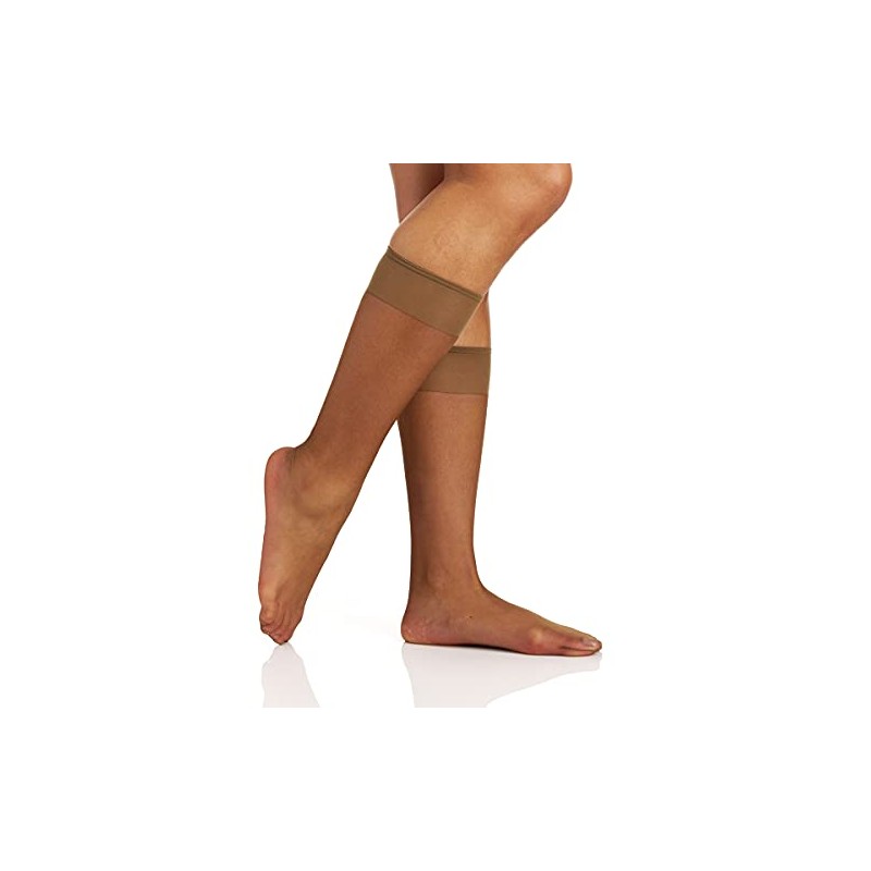 Berkshire Women's Ultra Sheer Knee High Sandalfoot Pantyhose, French Coffee,