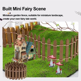 35 Inches Miniature Fairy Garden Fence,DIY Wood Picket Fence Mini Ornament,Fairy Garden Accessories,Home Garden Plant Pot DIY Diorama Project (Brown)