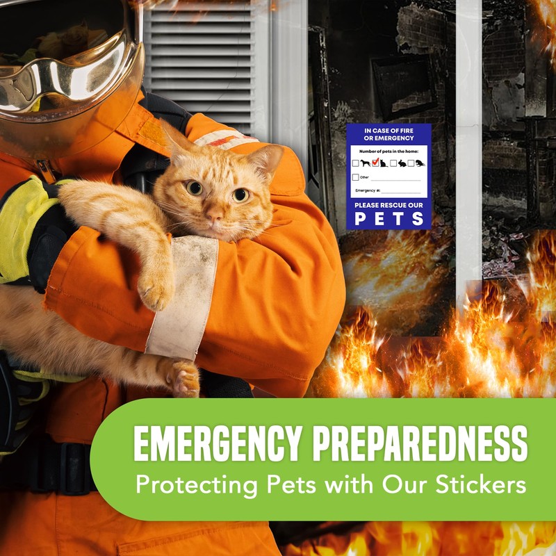JOR Pet Alert Safety Stickers, at-A-Glance Readable Alert for Firemen,