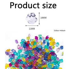 WADY 200 PCS Dazzling Clear Ice Rocks, Fake Ice Plastic Gems, Acrylic Crushed Ice Stones, Colorful Fake Ice Rocks, Mini Fake Diamonds for Vase Fillers, Table Scatter Decor (Mixed)