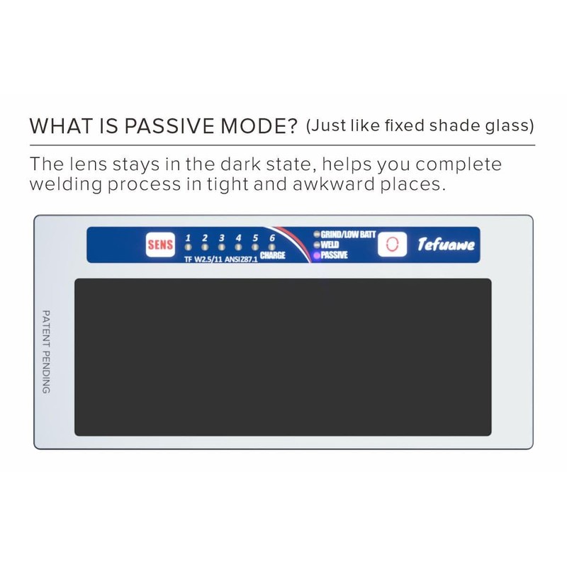 Tefuawe Hand Series 2x4 1/4 Digital Auto Darkening Welding Lens,