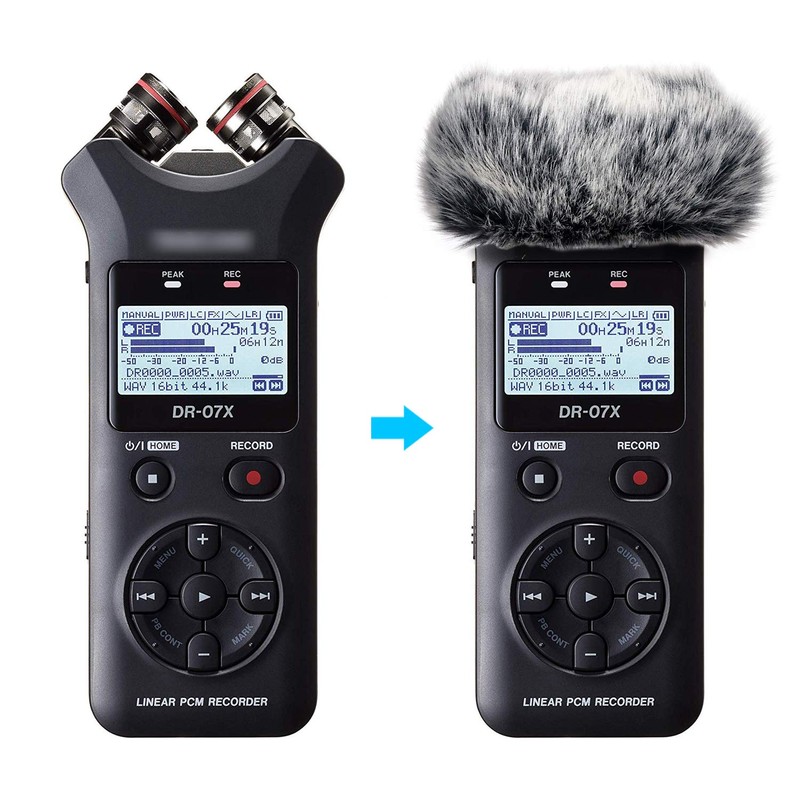 YOUSHARES DR07X ウインドスクリーンマフ Tascam DR-07X DR-07MKII ポータブルデジタルレコーダー用 DR07X マイク風防 人工毛皮