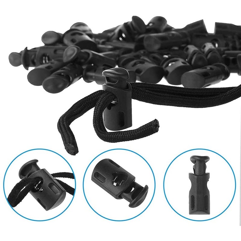 Spring Cord Stoppers, 10 Pieces, Barrel Shape, Plastic Cord Lock,