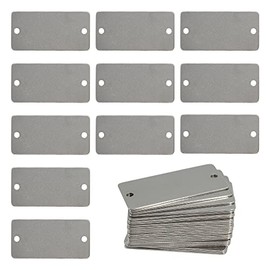 StayMax Stamping Blanks Stainless Steel Rectangle Blank Tags with Two Holes 1 Inch x 2 Inch 25 Pack