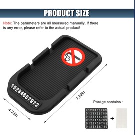 ZIMISI Car Dashboard Anti-Slip Mat Cell Phone Holder, Double-Groove Sticky Dashboard Gripping Gel Pad with Number Plate, Multifunction Car Anti-Slip Mat for Navigation Cell Phone Sunglass Keys (Black)