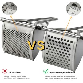 KENNOE Improved large hole potato ricer stainless steel (potato ricer with coarse hole)