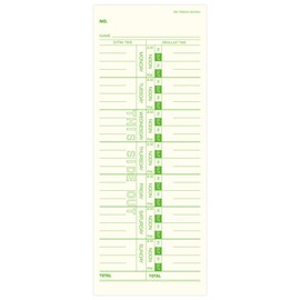 Weekly Time Cards 1-Sided, 3-1/2" x 9", Green Print, 100-Count
