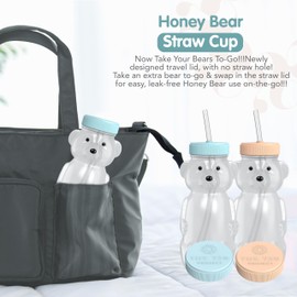 The 730 Project Honey Bear Straw Cup for Babies, 2-Pack Honey Bear Bottle with Travel Lid, Therapy Learning Honeybear Straw Cup, Baby Bottle Set, 8 oz, Creamsicle & Blizzard