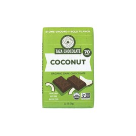 Taza Chocolate Organic Amaze Bar 70% Stone Ground, Coconut, 2.5 Ounce (1 Count), Vegan