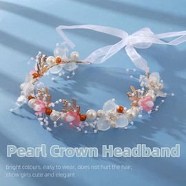 Davfiecn Flower Girl Headpiece Flower Girl Headband Head Piece Flower Girl Headband for Wedding Party Princess Flower Girls and Bridesmaid (Pink, One Size)