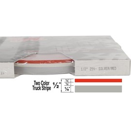 Universal TFX 0208294 - Auto Customizing 1/2" 2-Color Dual Pinstripe -1/2" x 150' (1/4” Stripe, 1/8" Gap, Then 1/8” Stripe) - 294-Silver Metallic/Red