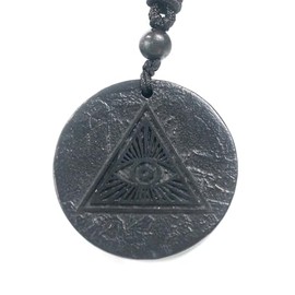 RICHRAIN RICHRAIN Halskette mit Anh?nger aus echtem natrlichem Schungit, spirituelle Geschenke fr Frauen, Kristallheilung, Kristallgeschenke fr M?nner (Triangle Eye)