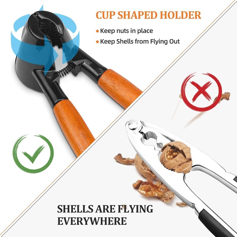 MOAZIFI Nutcracker, walnuts, hazelnut cracker with non-slip wooden handle and