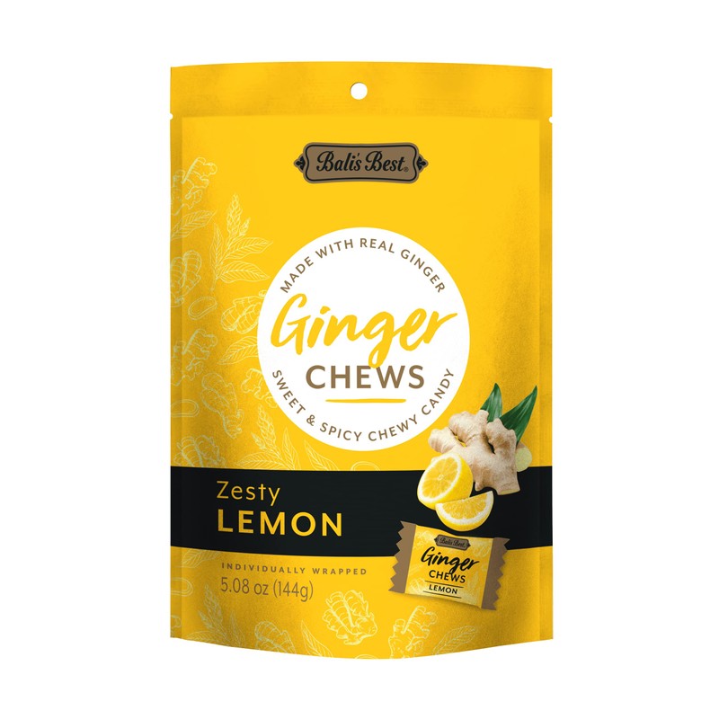 Bali's Best Ginger Chews - Zesty Lemon Flavor, 5.08oz Bag