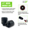 SUNHZMCKP 1/2" Drive Deep 6-Point Impact Socket Set, 8-Piece Standard