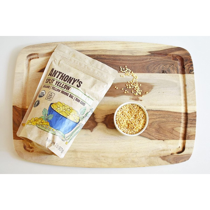 Anthony's Organic Split Yellow Mung Bean, 2 lb, Moong Dal,