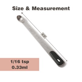 BERYLER 2PCS 1/16 Single Measuring Spoons with Black Silicone Handle, Small Measuring Spoon Only, Individual Tiny Measuring Spoons, Stainless Mini Measuring Spoons
