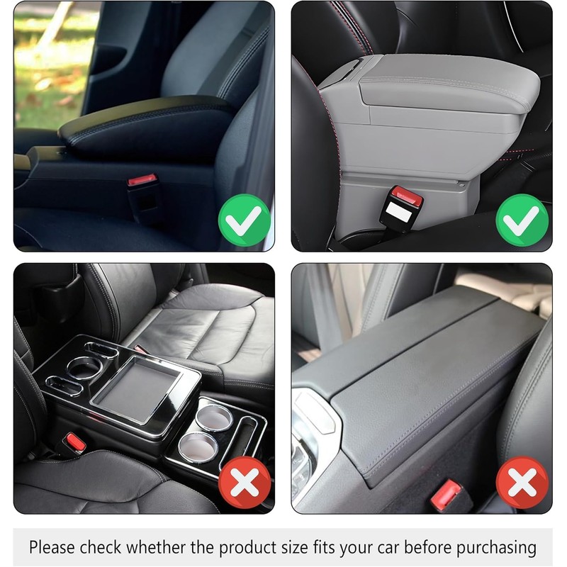 Upgraded Car Center Console Cover, Microfiber Leather Car Armrest Cover