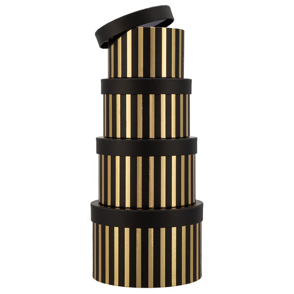 Oairse Gold and Black Stripes Flower Boxes for Arrangements Set