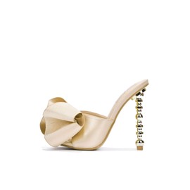 Cape Robbin Salsa Nude Sexy High Heels Open Toe Sculptural Heel Mule Oval Pumps (5.5, Nude)