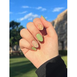 UUUUU. Semi Cured Gel Nail Strips (Spring Collection) - 100% Real Gel, Long-Lasting & Easy to Apply & Remove, works any UV/LED Lamps - Spring 2025, Nail inspo,Nail Art Stickers (UGN059 Green Bikini)
