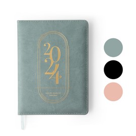 Rileys & Co 2024 Weekly Planner - Premium Annual Weekly & Monthly Agenda Planner, Jan - Dec 2024, Flexible Cover, Notes Pages, Twin-Wire Binding (8 x 6-Inches, Green)