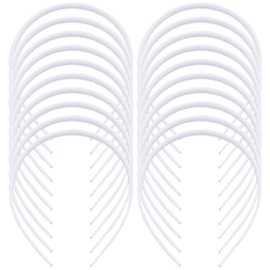 Lawie 20 Pack Plain Blank 1CM Slim Thin Hard White Plastic Headbands with Teeth 10MM Skinny Hairband Elastic Hair Hoop Holder Clasp Tiara Crown Base Headpiece Crafting DIY Accessories for Women Girls