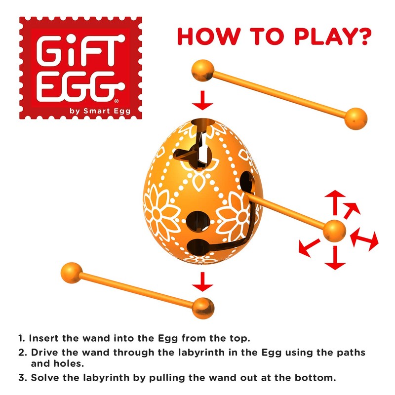 Easter Egg Orange 3D Maze Puzzle, Surprise Toy for Egg