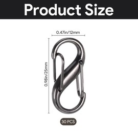 30PCS Zipper Clips Anti Theft, S Mini Carabiner Zipper Lock Set with Dual Opening Locks, Durable S Carabiner Clip Quick Disconnect for Backpacks Purses Luggage Travel Bags Camping Suitcases, Gunmetal