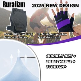 RURALIZM Half-Finger Cycling Bike Gloves with Shock-Absorbing Foam & Anti-Slip Grip Ultra-Durable Palm for Mountain Biking, Road Cycling, and Long-Distance Rides. (Violet, Medium)