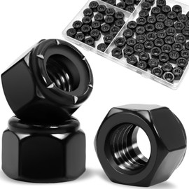 ZQZ 5/16-18 Black 304 Stainless Steel Nylon Lock Nuts, 50PCS Coarse Thread Nylock Nut, Black Oxide Insert Locknuts