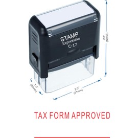 stampexpression - Tax Form Approved with Line Office Self Inking Rubber Stamp - Red Ink (A-50021)