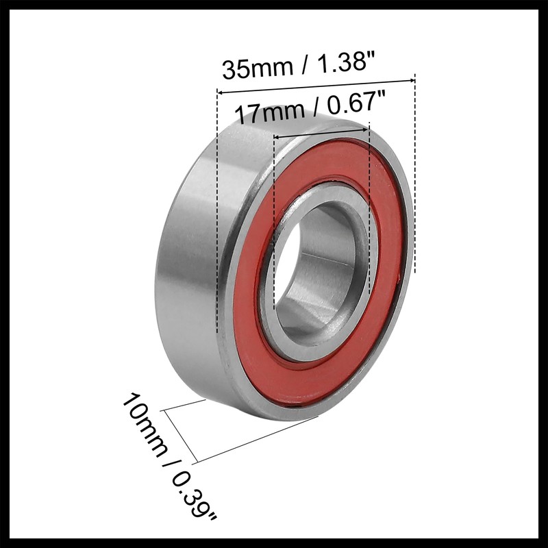 Hihaha 2pcs 6003RS Deep Groove Sealed Shielded Ball Bearing Universal