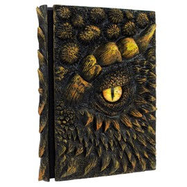 Mazeran 3D Dragon Hardcover Embossed Journal, Antique Handmade Earth Dragon Eye Polystone A5 Blank Craft Writing Sketch Notebook Daily Notepad, Home Ornament Artistic Fantasy Decoration