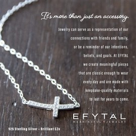 EFYTAL Christian Gifts for Women, CZ Sterling Silver Sideways Cross Necklace for Women, Confirmation Gifts for Teen, Spiritual Gifts for Women, Religious Gifts, Baptism Gifts, Faith Gifts