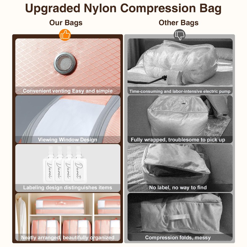 Homsorout 4 Pack Compression Storage Bags - 110L Large Capacity