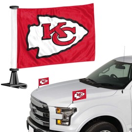 FANMATS 61870 Kansas City Chiefs Ambassador Car Flags - 2 Pack Mini Auto Flags, 4in X 6in, Perfect for Hood or Trunk