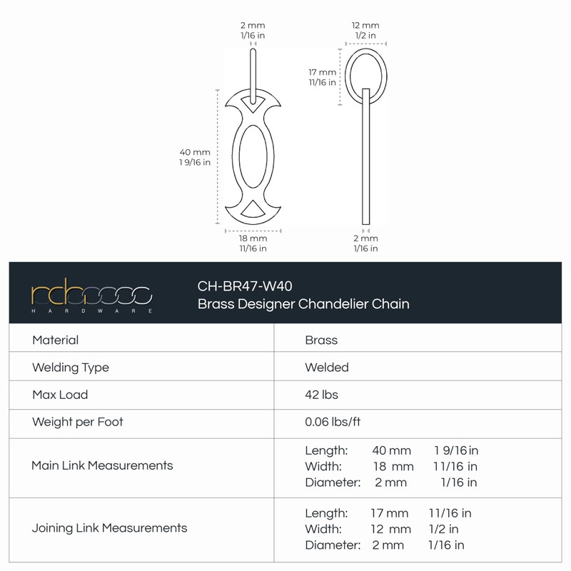 RCH Hardware CH-47-OBB Brass Chandelier Chain, Oil Bronzed Black (1