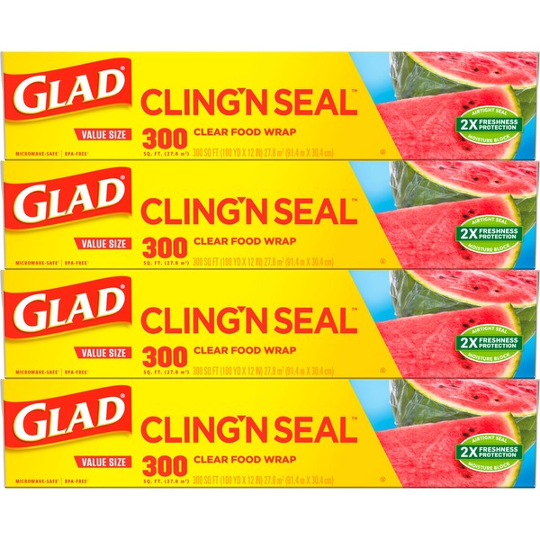 Glad Cling N Seal Plastic Food Wrap, 300 Square Foot