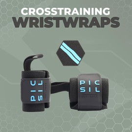 PicSil Muñequeras para Cross Training, Soporte de Muñeca con Agarre Pulgar, Hecha de Nylon Elástico, Ideal para Musculación, Boxeo, Calistenia, Gimnasio, Previene Tendinitis, Unisex (Azul)