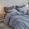 MooMee Bedding Duvet Cover Set 100% Washed Cotton Twill Thick