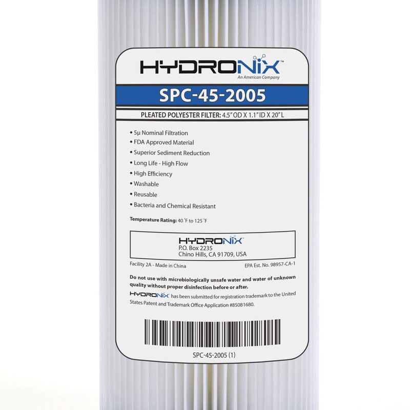 Hydronix SPC-45-2005 Pleated Water Filter Whole House Commercial Industrial Washable