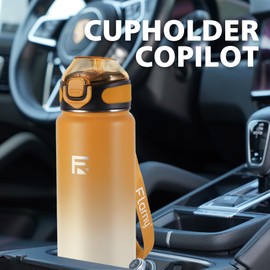 Flarny 32 oz Insulated Water Bottle with Straw, Stainless Steel Metal Thermos Bottles, Durable Non-Slip Gradient Bottle with Strap for Sports and Travel, Leak Proof (Yellow White)