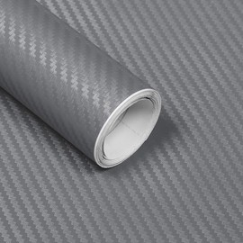 Lypumso 3D Silver Carbon Fiber Vinyl Wraps, Cars Wrapping Adhesive Film Rolls for Automotive Interior and Exterior DIY with Bubble Free Air Release 1ft x 5ft