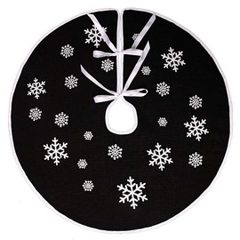 N&T NIETING Christmas Tree Skirt, White, Snowflake Print