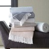 Sferra Terzo 100% Brushed Cotton Throw - Sand/White